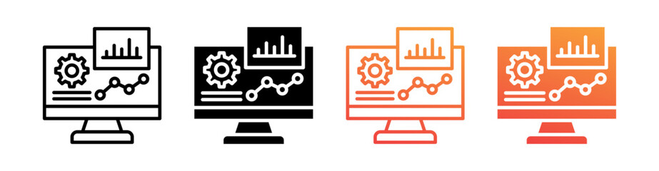 Data Analytics Multi Style Icon Set Vector 