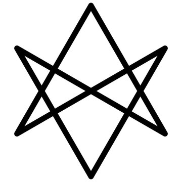 Unicursal hexagram. Editable stroke vector icon.
