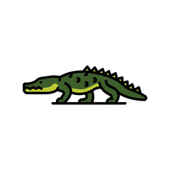 american alligator color line icon for digital and print projects. North american animals.