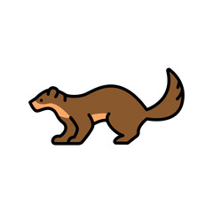 american marten color flat icon for digital and print projects. North american animals.