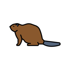 american beaver color flat icon for digital and print projects. North american animals.
