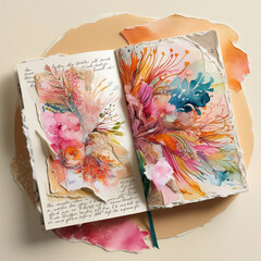 Top view flower press with book and with frame book