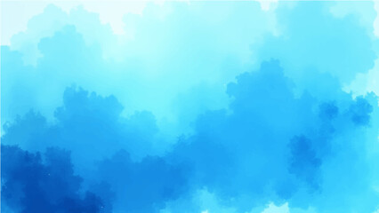Abstract cerulean blue watercolor wash texture background wallpaper. Copy space, cold ice color art, contemporary artistic backdrop.