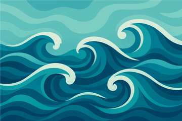 Abstract Ocean Waves Vector Background.