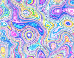 Seamless psychedelic rainbow ridged topological map pattern background texture. Trippy hippy abstract wavy swirls dopamine dressing style fashion motif. Bright colorful neon retro wall.aesthetic, 