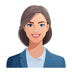 Flat Vector. Portrait of only one Woman. Simple Background.