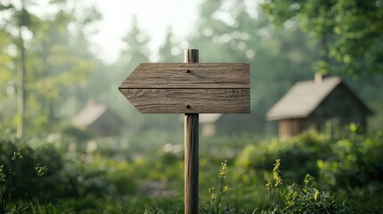 A wooden sign pointing to the right