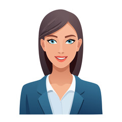 Flat Vector. Portrait of only one Woman. Simple Background.