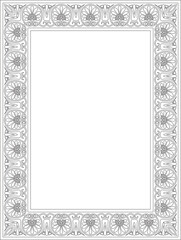 Vector black monochrome classic Greek square outline ornament. Rectangle of Ancient Greece and Roman Empire. Byzantine painting of walls, floors and ceilings. Decoration of European palaces. Template 