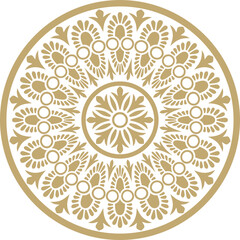 Classic Greek golden round ornament. Vector pattern, circle of ancient Hellenes. European border - ring.
