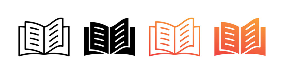 Book Multi Style Icon Set Vector 