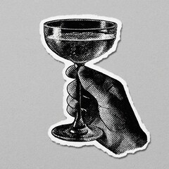 Vintage hand holding glass