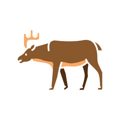 moose color flat icon for digital and print projects. North american animals.