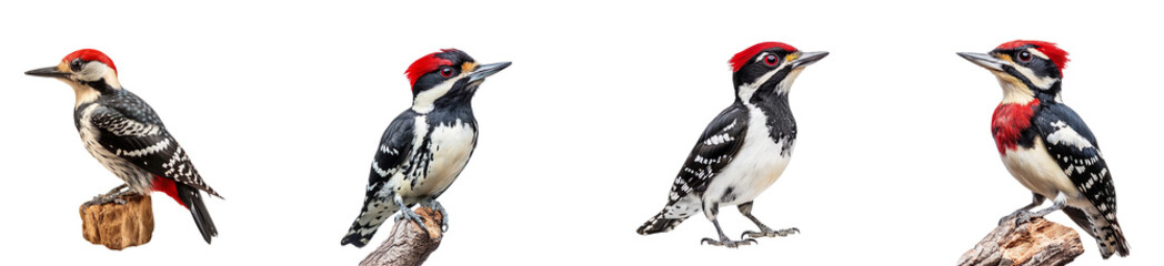 Obraz premium A collection of woodpeckers isolated on a transparent background