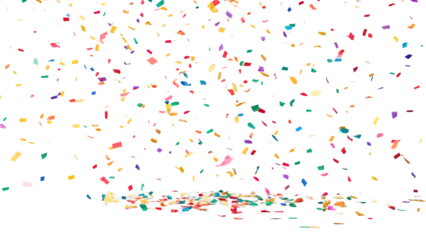 Colorful confetti explosion isolated on transparent background (PNG format). Ideal for celebration themes, party graphics, birthdays, festivals, and New Year designs. High-resolution with no shadows.