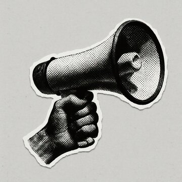 Retro megaphone hand illustration