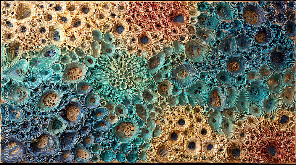 Wall mural concept piece for design magazine | interconnected essence | subconscious resonance | coral and turq