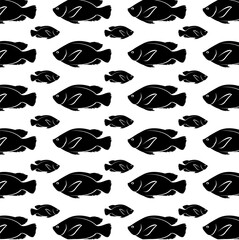 Fish black and white silhouette pattern vector