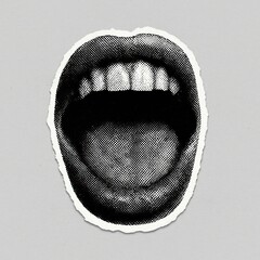 Vintage mouth collage art.