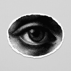 Plakat Monochrome halftone eye illustration.