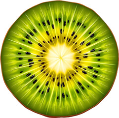 Realistic kiwi gemstone with vivid green tourmaline flesh.