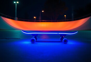 Glowing Skateboard at Night