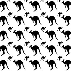Kangaroo black and white pattern vector