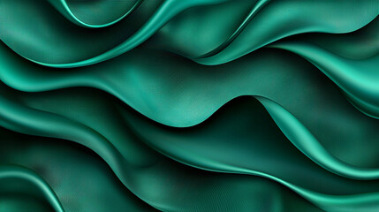 Fototapeta premium An elegant flowing emerald green fabric creates beautiful ripples and folds as a soft texture.