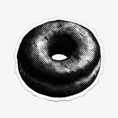 Vintage monochrome donut illustration.