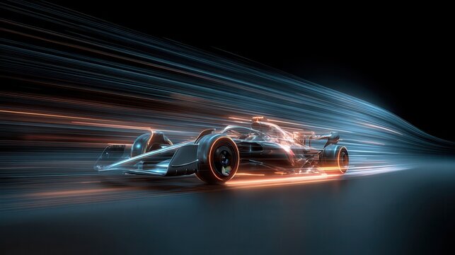 High-Speed Racing Car on a Futuristic Track