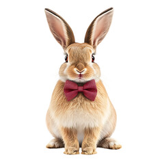 Obraz premium PNG Charming Brown Rabbit in a Burgundy Bow Tie A Perfect Pet Portrait against transparent Background