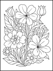Butterfly and Flower Bouquet Coloring Page – Printable Line Art for Adults and Kids to Relax, Unwind, and Enjoy Creative Fun

