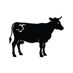 Cow Art Vector Silhouette Illustration.