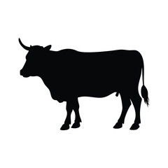 Cow Art Vector Silhouette Illustration.