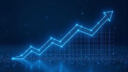 Fototapeta premium Blue Arrow Pointing Upwards, Business Graph