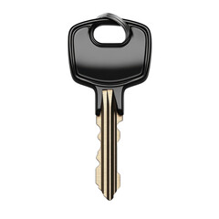 Modern Security Black Shiny Key Illustration for Home Car or Safe on transparent background