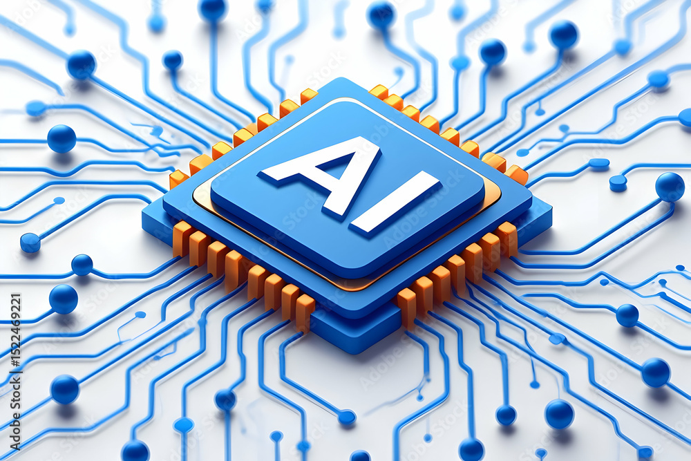Poster artificial intelligence microchip circuit board technology