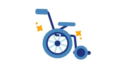 Blue wheelchair with yellow stars suitable for disabilityrelated designs, healthcare concepts, diversity and inclusion visuals, accessible products and services