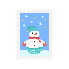 png holiday card with claus northpole stamp scrapbook postcard santa angel candy mitten merry tree snowman gift drawn happy bright decoration letter cute

