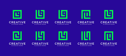 Set of letter L logo in square  style.