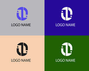 Set of letter L logo in round  style.