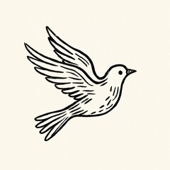Obraz premium Minimalist flying bird illustration.