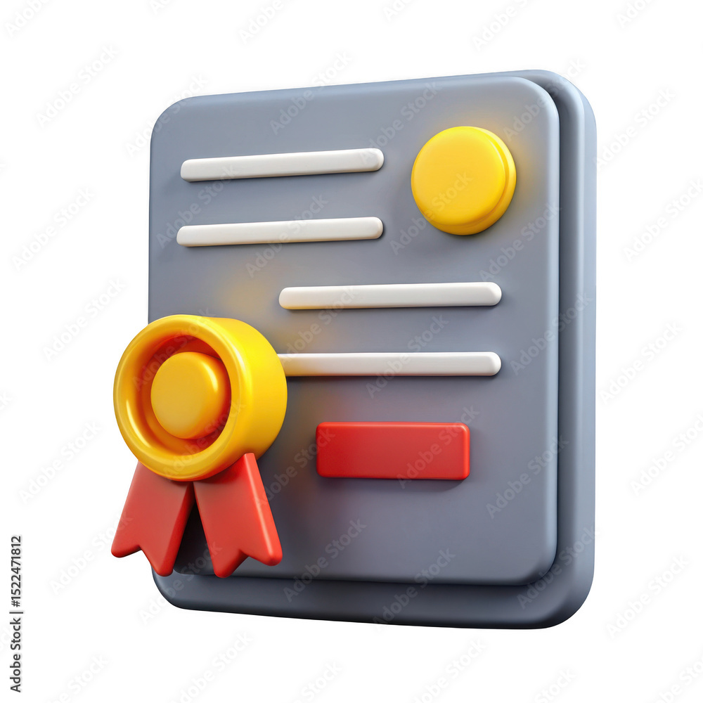 Aufkleber 3d realistic certificate icon with seal and ribbon isolated on transparent background