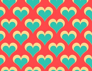 Abstract pattern with hearts on a pink background