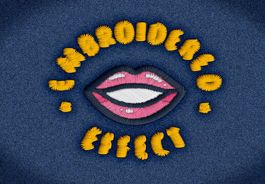 Embroidery Text Effect on Denim Style