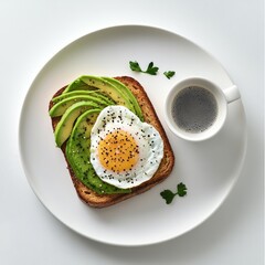Avocado Toast with Egg and Coffee