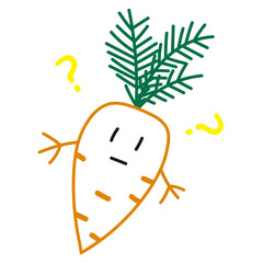 Cute Carrot or Radish Line Art Illustration
