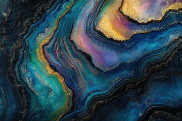 Abstract cosmic art with swirling teal, purple, and gold; resembling a celestial nebula or gemstone.