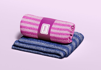 Towel Packaging Mockup Rolled and Folded