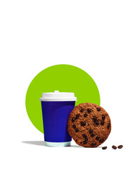 Indulge in a delightful combination of coffee and cookies, vibrant